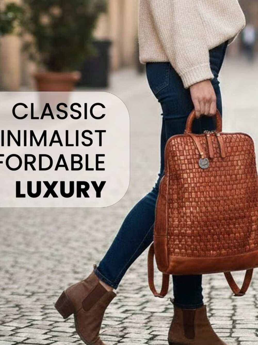 12.5 Inch Genuine Leather Backpack for Women and Men, Cognac Leather Backpack wi - Picture 5 of 8